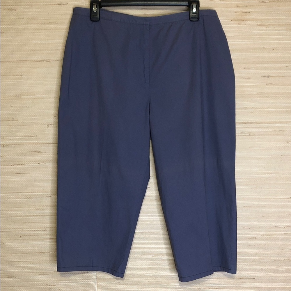 Eileen Fisher Blue Gray Cropped Cotton Pants Size Petite Large
